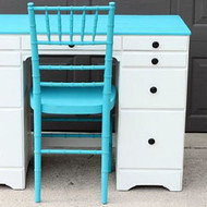 Blue and White Chalky Finish Desk Makeover